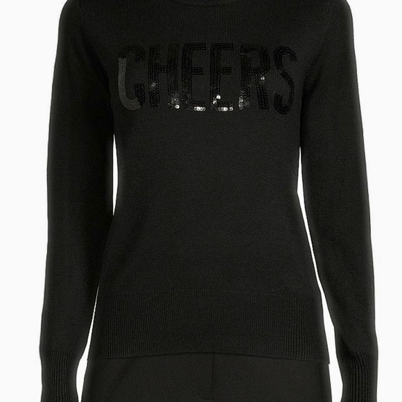 Alex Marie Sweaters - NWOT Alex Marie Crew Neck Black Sweater with sequin “CHEERS”.
